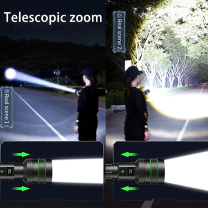 Strong Light Lantern High Power LED Flashlight USB Rechargeable Powerful Tactical Torch Super Long Range Lamp Outdoor Fishing