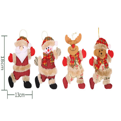 Christmas Tree Decorations - Adorable Dancing Santa, Snowman, Deer & Bear | Soft Plush Hanging Ornaments | Xmas Holida