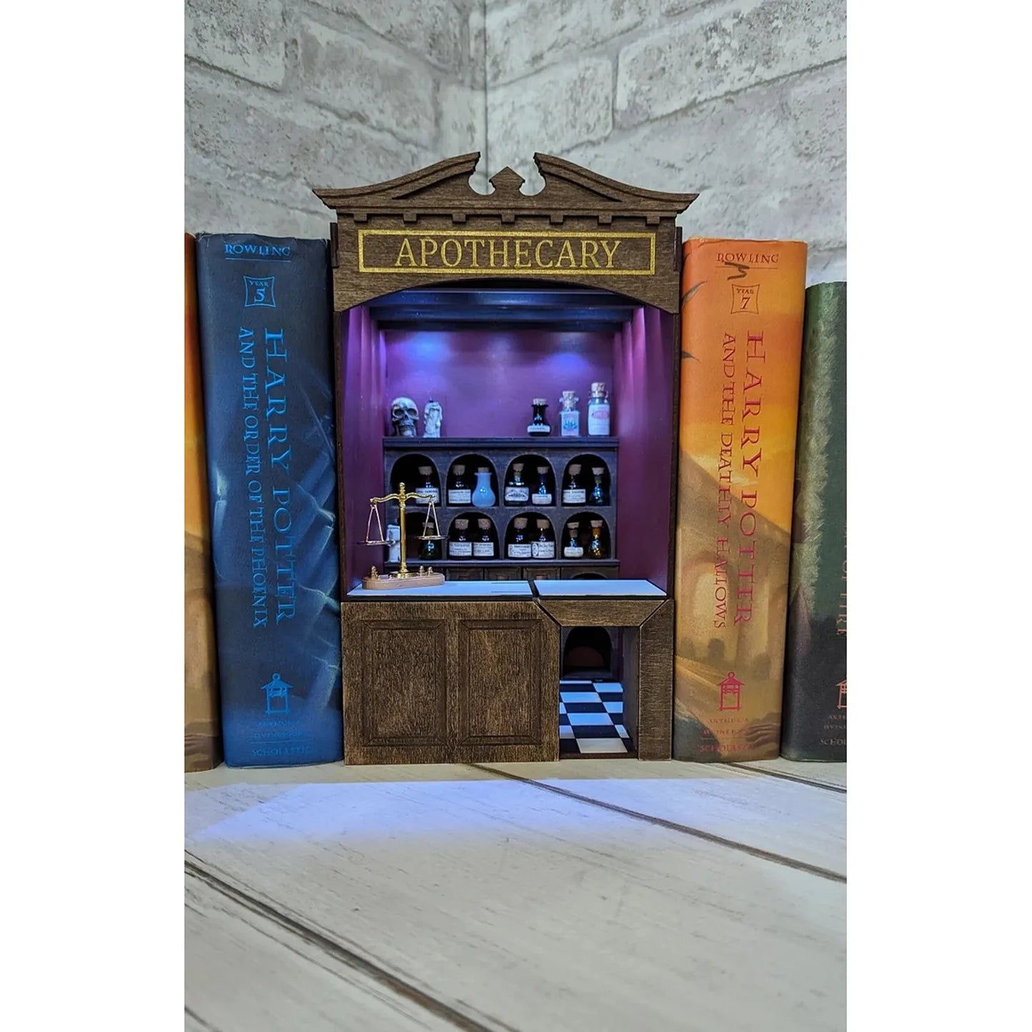 Home decoration DIY assembly bar & cafe, library, pharmacy house model wooden crafts and ornaments micro landscaping set gift