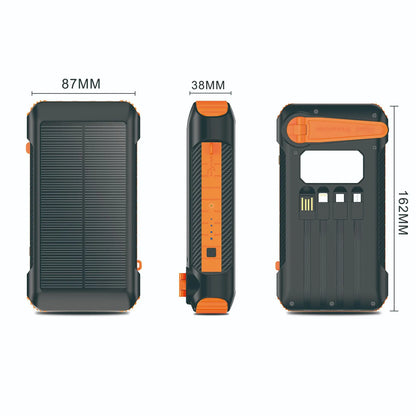 Hand-cranked Solar Power Bank with Four Cables21000mAh Large Capacity Fast Charging Outdoor Emergency Power Bank