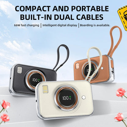 Power Bank With 2 Cables Power Bank 10000mAh Large Capacity PD Fast Charging Powerbank Rechargeable Batteries Portable Battery