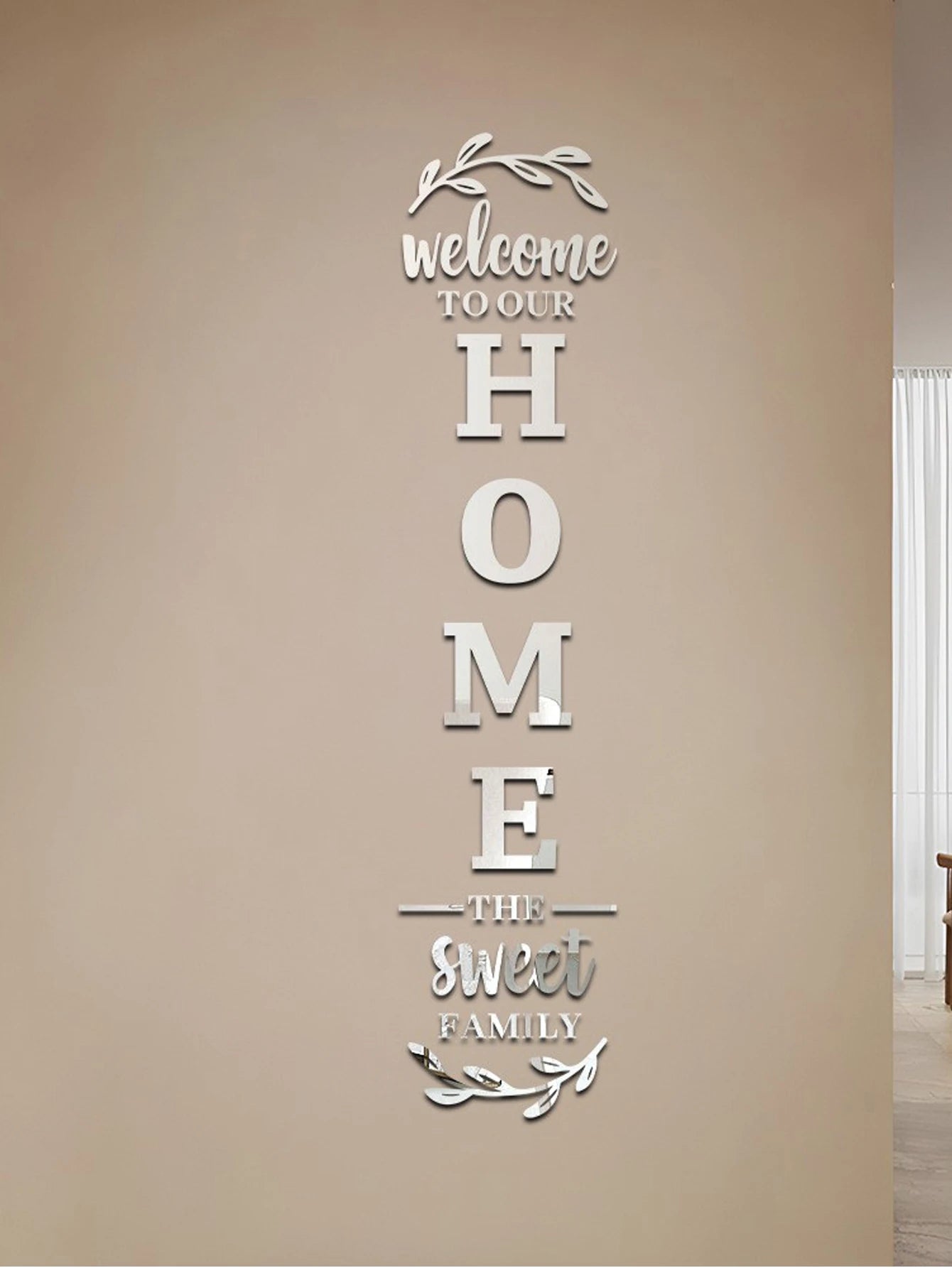 Home Family Logo 3D Mirror Wall Sticker Entrance Decoration Living Room Bedroom Home Background Wall DIY Decoration