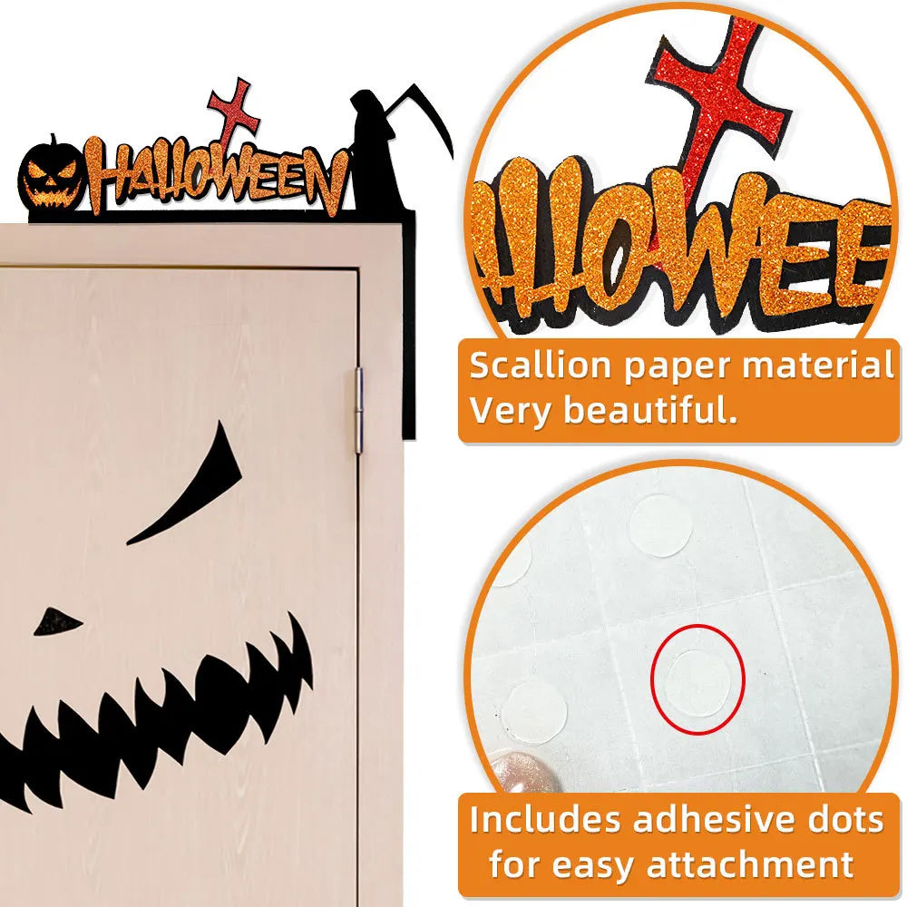 Halloween Door Frame Decoration,Bats,Pumpkins,Spider Webs,Door and Window Corner Sign, Halloween Home Decor,corner Stickers 2024