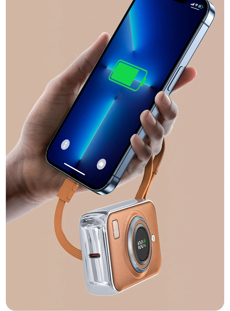 Power Bank With 2 Cables Power Bank 10000mAh Large Capacity PD Fast Charging Powerbank Rechargeable Batteries Portable Battery