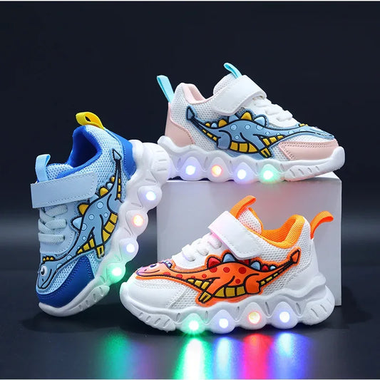 Breathable Running Shoes "Dinosaur" with LED for children Multivariant-0