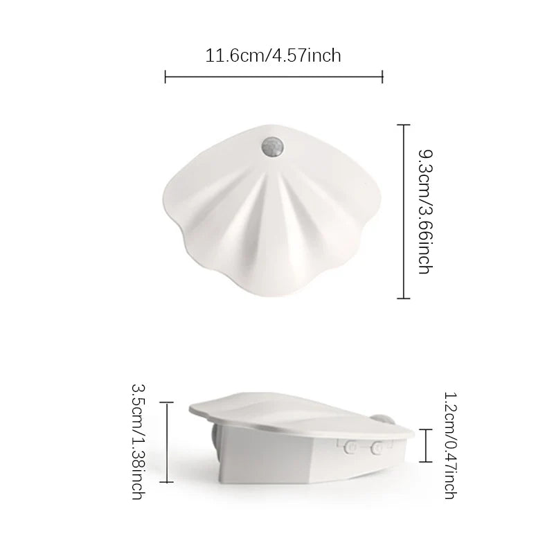 Motion Sensor LED Light, USB Rechargeable Night Light, Wireless Magnetic Shell Shape Wall Lamp for Living Room Staircase Closet