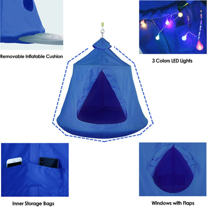 X-Shaped Hanging Tree Tent w/Swing Chair, Hammock Chair Stand Canopy w/Steel Frame, Indoor Outdoor Egg Basket Patio Seat