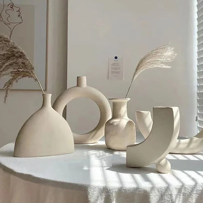 Bedroom Desktop Home Decor Photography Background Decor Modern Simple Ceramic Art Vase Dried Flowers Flower Arrangement Ornament