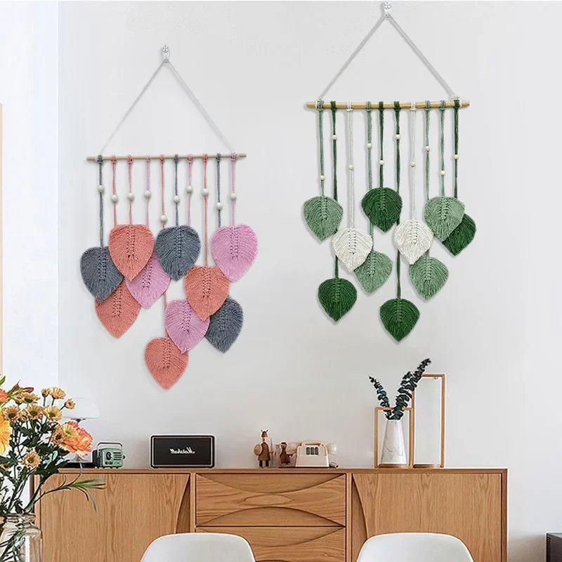 Bohemian Style Home Decor, Hemp Rope Tapestry, Hemp Rope Wallpaper, Feather Curtain, Wall Decoration, Suitable for Living Room