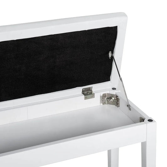 Piano Bench Duet Piano Chair with Faux Leather Padded Cushion and Wooden Frame Button Tufted Keyboard Bench White