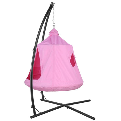 X-Shaped Hanging Tree Tent w/Swing Chair, Hammock Chair Stand Canopy w/Steel Frame, Indoor Outdoor Egg Basket Patio Seat