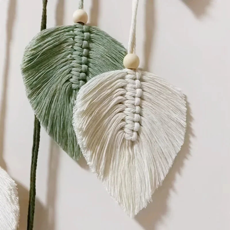 Bohemian Style Home Decor, Hemp Rope Tapestry, Hemp Rope Wallpaper, Feather Curtain, Wall Decoration, Suitable for Living Room