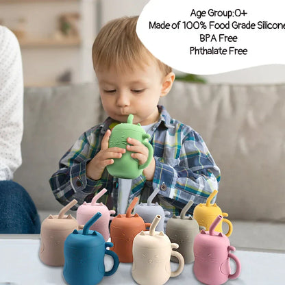 Silicone Straw Water Bottle for children multivariant-4