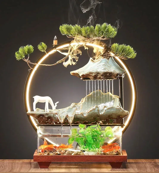 Flowing Water Deer Ornaments Home Creative Fountain Living Room Desktop Porch Decoration