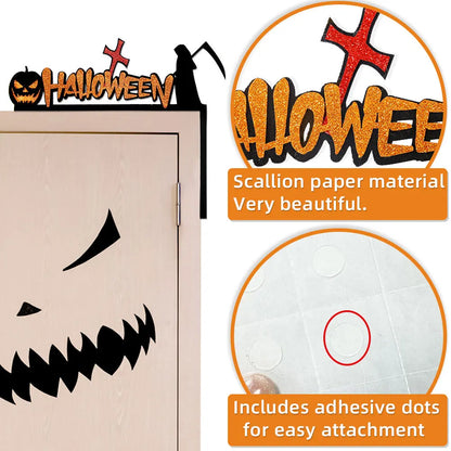 Halloween Door Frame Decoration,Bats,Pumpkins,Spider Webs,Door and Window Corner Sign, Halloween Home Decor,corner Stickers 2024