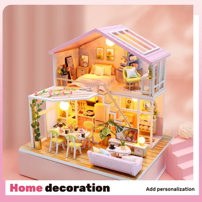 DIY Miniature Dollhouse Kit Creative Firm Wood Handmade Crafts Romantic Artwork Decorative Home Desktop Ornaments Kids Gifts