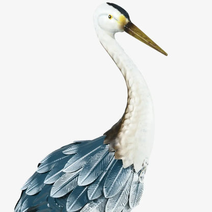 Set of 2 Standing Bird Garden Sculptures Heron Garden Statues for Lawn Patio Backyard Dration 29 27.5 Blue White