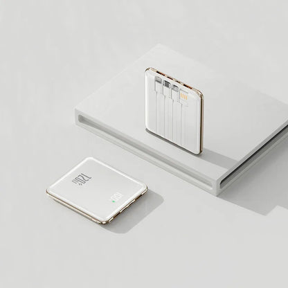Power Bank 20000mAh Ultra Thin Portable Charger with Built-in Cable Large Capacity Super Fast Charging Powerbank for Smartphones