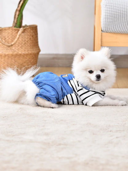 Small Breed Pet Overalls - Lightweight Summer Jumpsuit for Fashionable Pets - Comfortable Four-Legged Pants