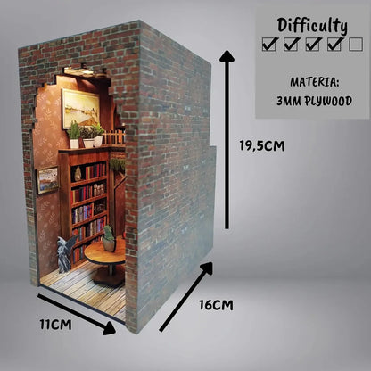 Home decoration DIY assembly bar & cafe, library, pharmacy house model wooden crafts and ornaments micro landscaping set gift