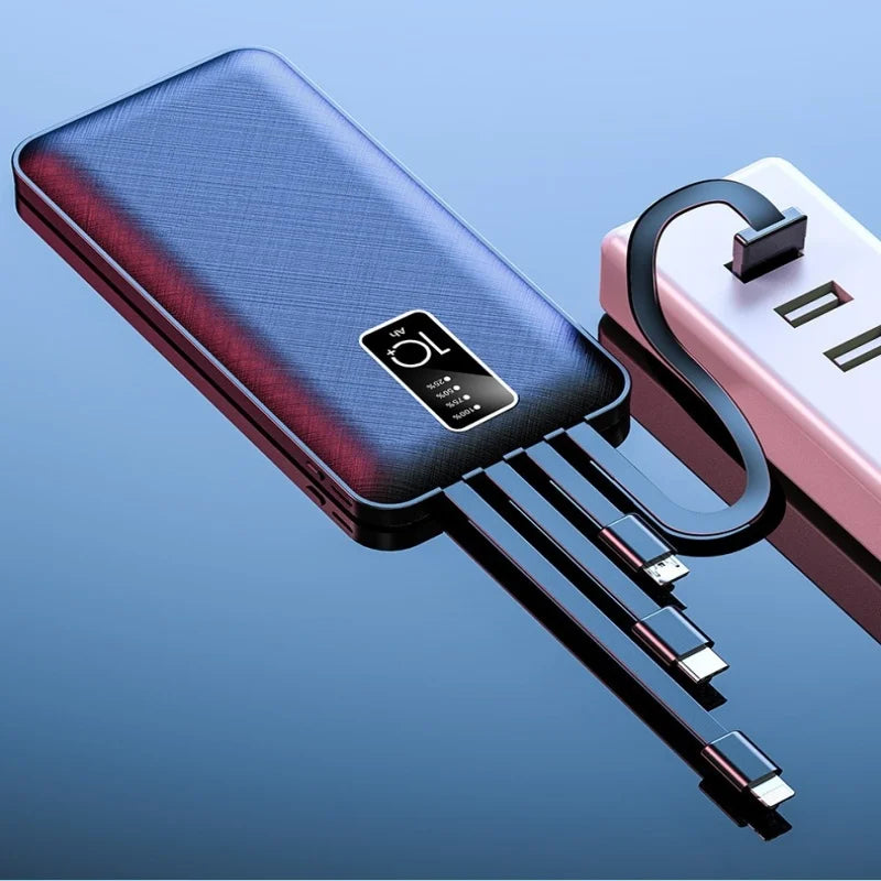 Power Bank Battery 20000Mah 20W Fast Charging Power Pack 4 USB Charging Cable, Outdoor Mobile Power Supply, Light and Thin, Very Easy to Carry, Safe Use, Reusable 1000 Times