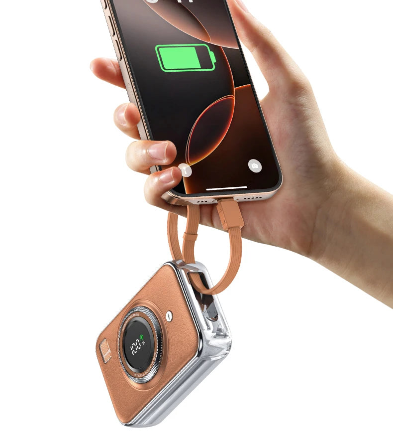 Power Bank With 2 Cables Power Bank 10000mAh Large Capacity PD Fast Charging Powerbank Rechargeable Batteries Portable Battery