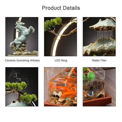Flowing Water Deer Ornaments Home Creative Fountain Living Room Desktop Porch Decoration