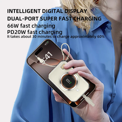 Power Bank With 2 Cables Power Bank 10000mAh Large Capacity PD Fast Charging Powerbank Rechargeable Batteries Portable Battery