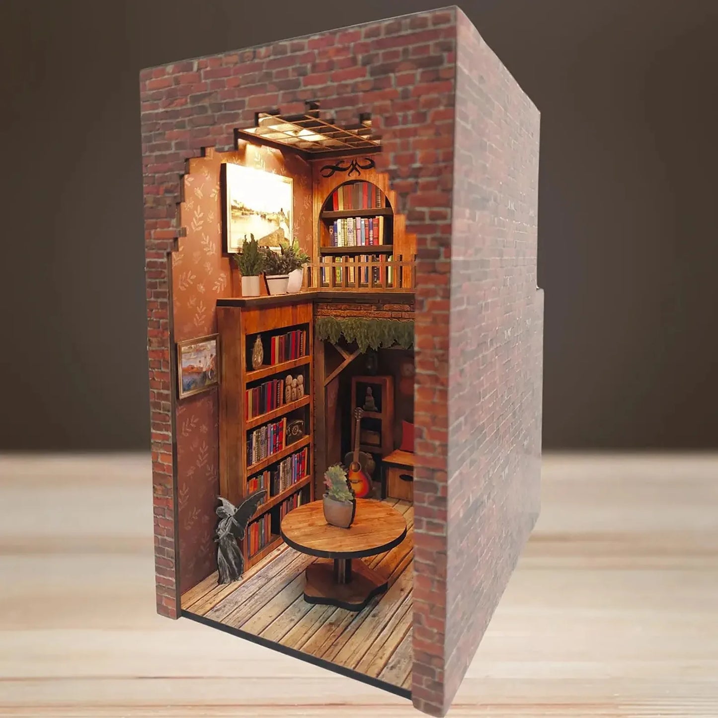 Home decoration DIY assembly bar & cafe, library, pharmacy house model wooden crafts and ornaments micro landscaping set gift