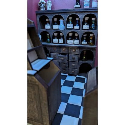 Home decoration DIY assembly bar & cafe, library, pharmacy house model wooden crafts and ornaments micro landscaping set gift