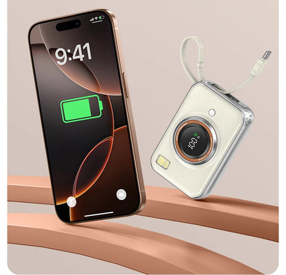 Power Bank With 2 Cables Power Bank 10000mAh Large Capacity PD Fast Charging Powerbank Rechargeable Batteries Portable Battery