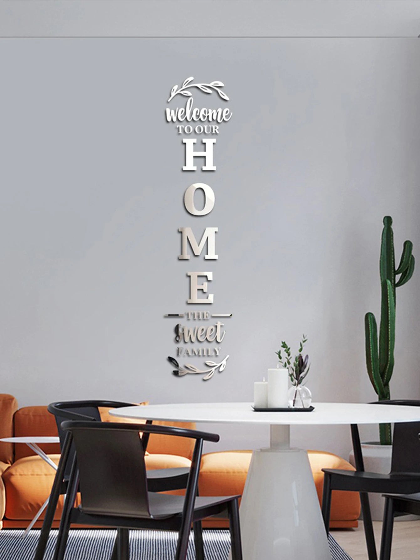 Home Family Logo 3D Mirror Wall Sticker Entrance Decoration Living Room Bedroom Home Background Wall DIY Decoration