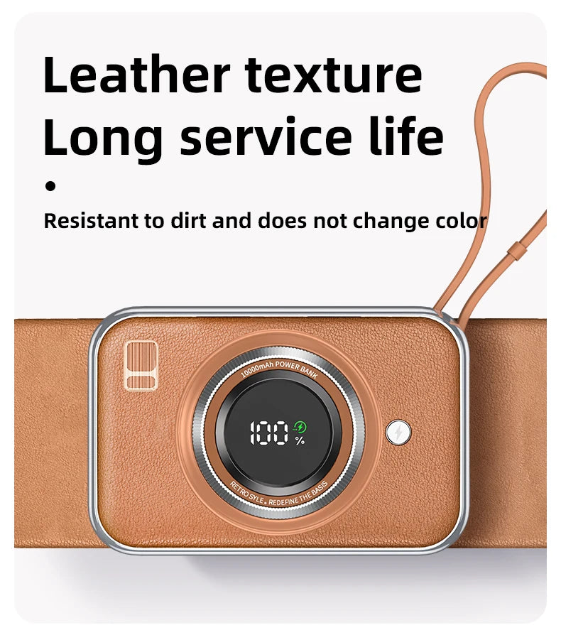 Power Bank With 2 Cables Power Bank 10000mAh Large Capacity PD Fast Charging Powerbank Rechargeable Batteries Portable Battery