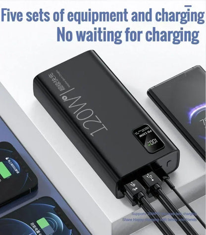 120W Super Fast Charging 50000 mAh Power Bank 100% sufficient capacity for mobile power supply for various mobile phones