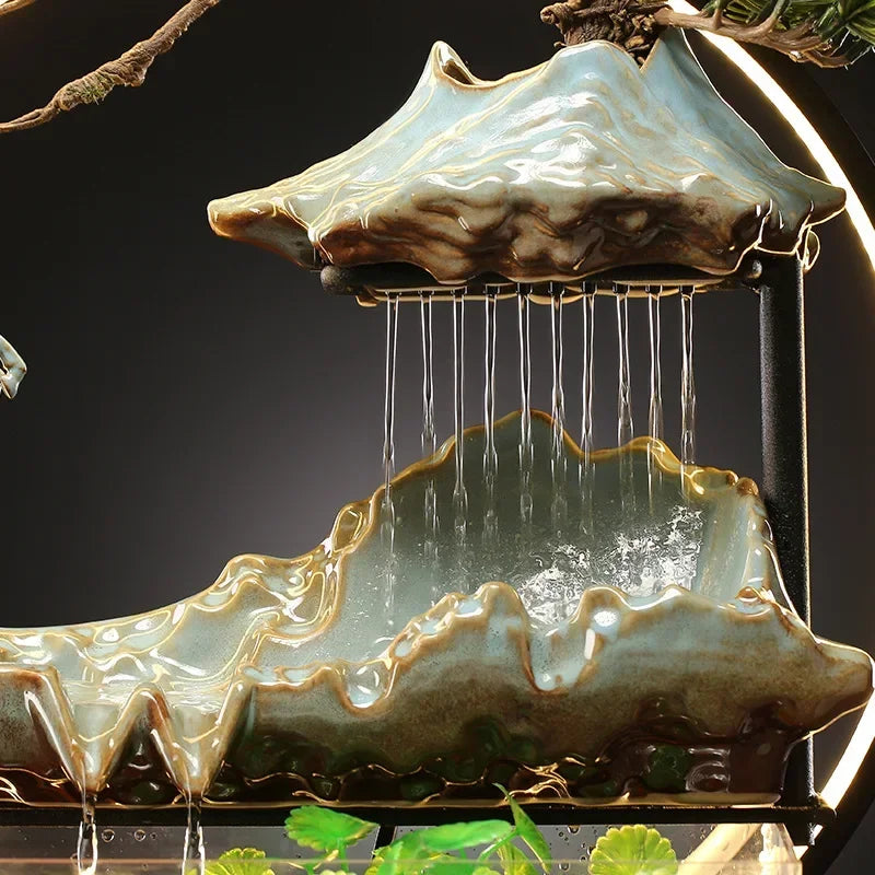 Flowing Water Deer Ornaments Home Creative Fountain Living Room Desktop Porch Decoration