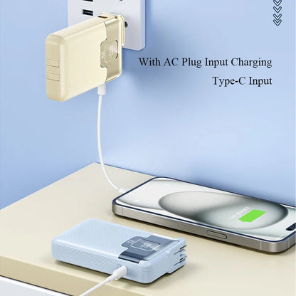 20000mAh Super Fast Charging Power Bank 2-in-1 with AC Plug, Multi-function with Dual-wire Wall Plug Mobile Power Supply