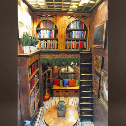 Home decoration DIY assembly bar & cafe, library, pharmacy house model wooden crafts and ornaments micro landscaping set gift