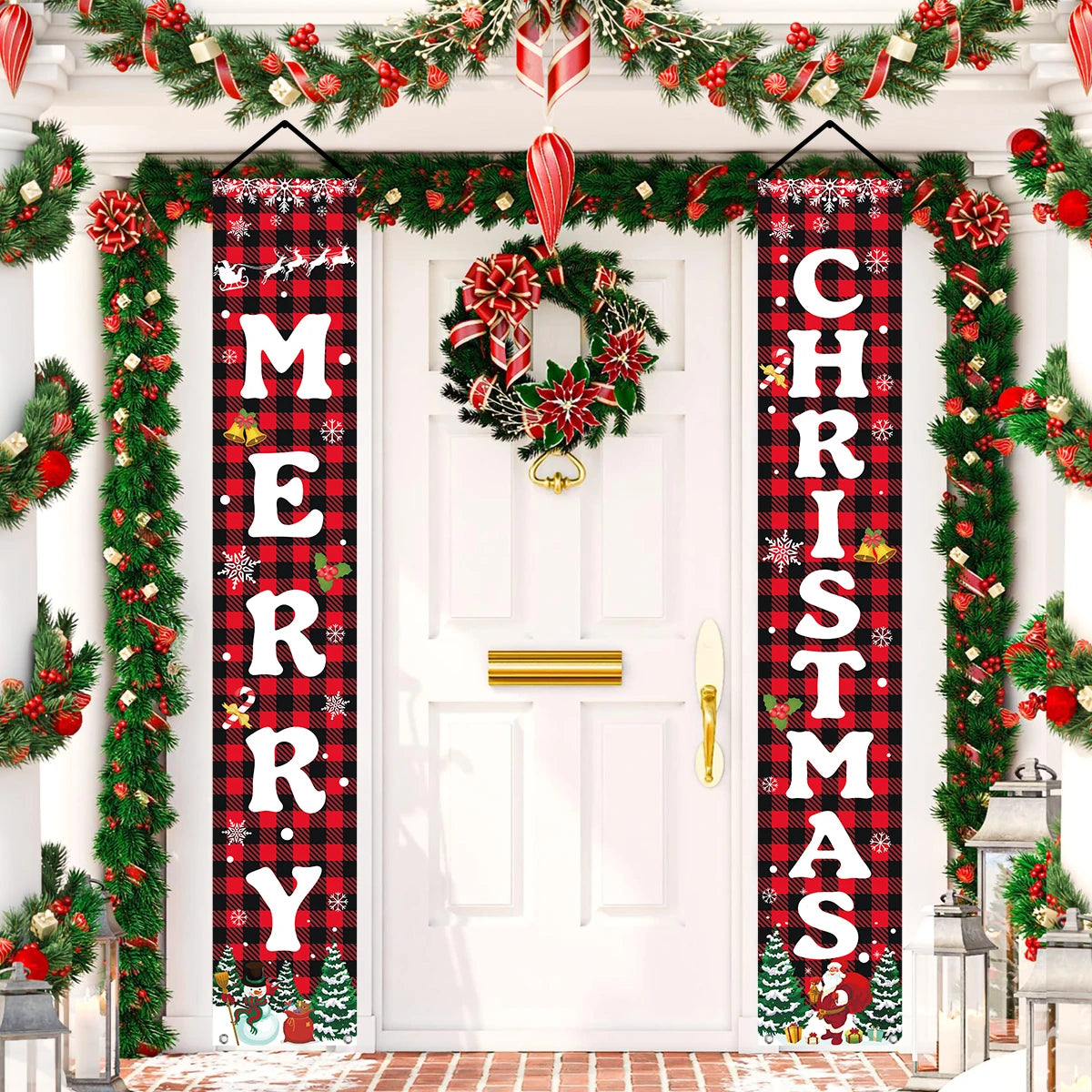 Christmas Door Couplet Merry Christmas Decorations for Home 2025 Navidad Natal Xmas Ornament Porch Fireplace Banner New Year