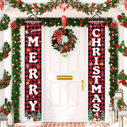 Christmas Door Couplet Merry Christmas Decorations for Home 2025 Navidad Natal Xmas Ornament Porch Fireplace Banner New Year