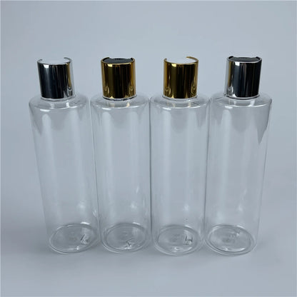 32pcs/lot 100ML White Clear Black Empty Plastic Shampoo PET Bottles With Gold Silver Disc Top Cap Shower Gel Container
