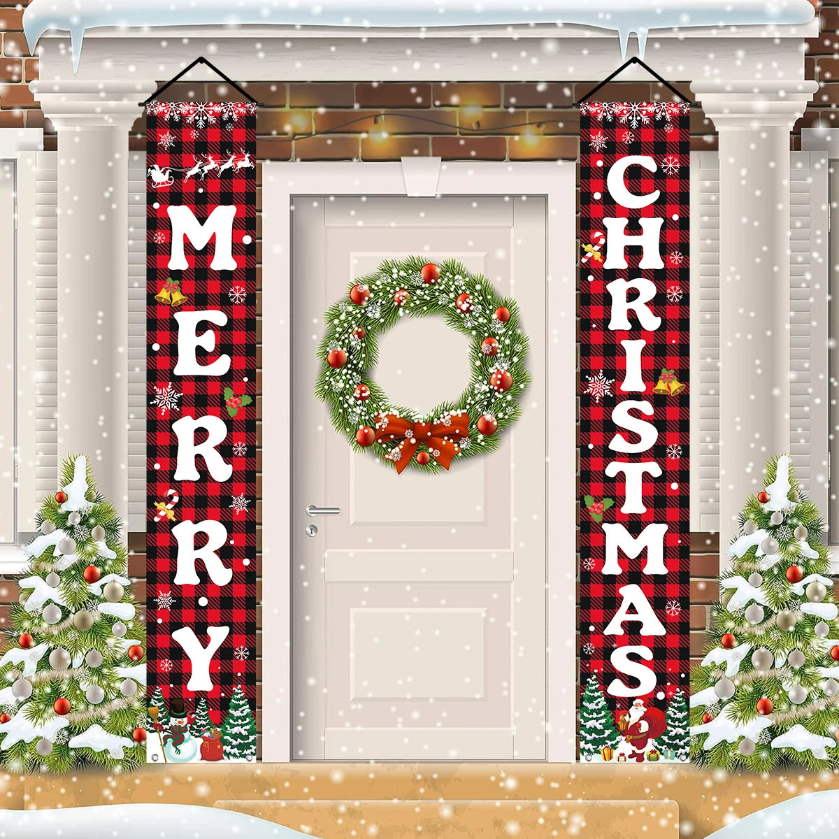 Christmas Door Couplet Merry Christmas Decorations for Home 2025 Navidad Natal Xmas Ornament Porch Fireplace Banner New Year