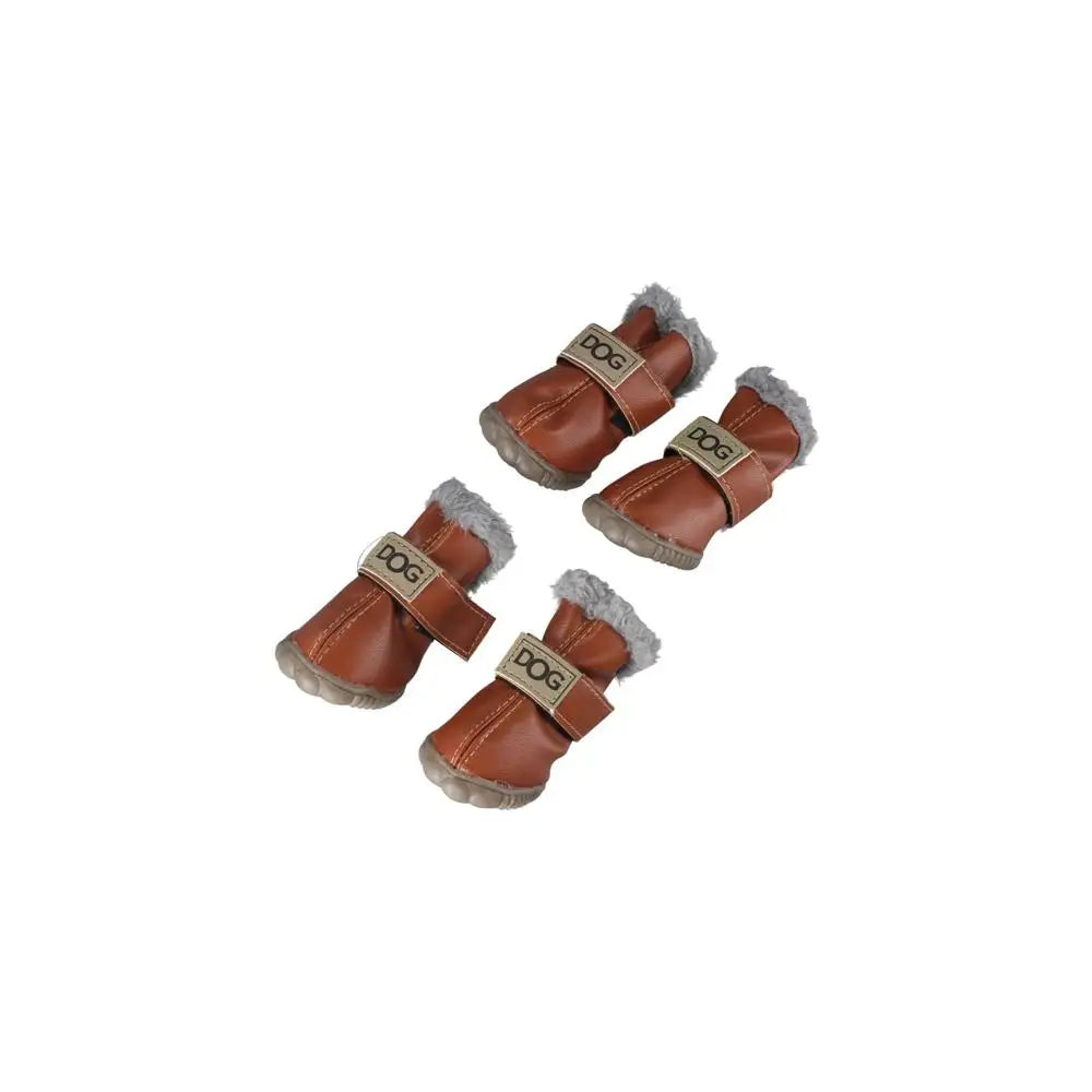 Fashion Warm Pet Snow Boots Soft Waterproof Winter Pet Dog Shoes Non Slip Plush/PU for 4Pcs/Set Winter
