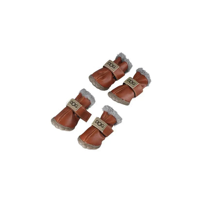 Fashion Warm Pet Snow Boots Soft Waterproof Winter Pet Dog Shoes Non Slip Plush/PU for 4Pcs/Set Winter