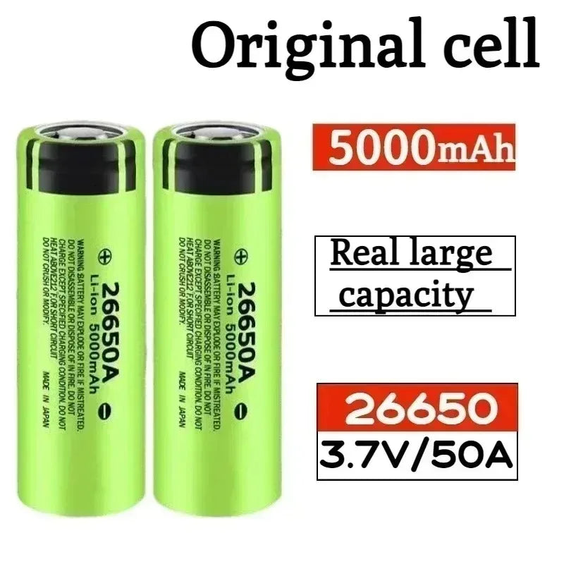 100% Original 26650 3.7V 5000mAh 50A Power Lithium Ion Battery 26650A, Geeignet Für LED Taschenlampe rechargeable battery