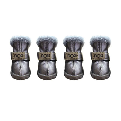 Fashion Warm Pet Snow Boots Soft Waterproof Winter Pet Dog Shoes Non Slip Plush/PU for 4Pcs/Set Winter