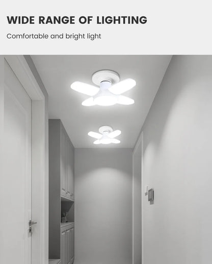 E27 Fan Shape Foldable 28W LED Bulb AC220V/110V Deformation for Home Ceiling Lights Warehouse and Garage White Light 6500K Bulb
