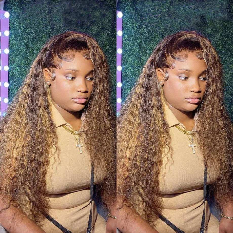 Highlight Wig Human Hair Deep Wave Frontal Wig 13x6 Hd Lace Front Glueless Brazilian Wigs On Sale 13x4 Water Wave Curly Wigs