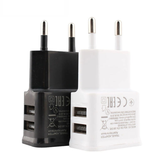 5V Portable Dual USB Power Adapter Mobile Phone Charger Electrical Socket Travel Smart Matching Charger Adapter For Smartphone