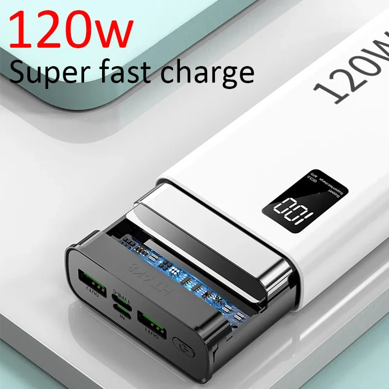 120W Super Fast Charging 50000 mAh Power Bank 100% sufficient capacity for mobile power supply for various mobile phones