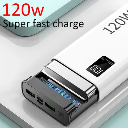120W Super Fast Charging 50000 mAh Power Bank 100% sufficient capacity for mobile power supply for various mobile phones